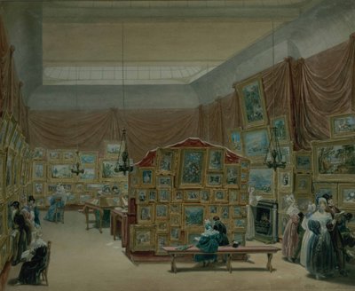 Interieur van de Galerij van de New Society of Painters in Watercolour, Old Bond Street, 1834 door George the Elder Scharf